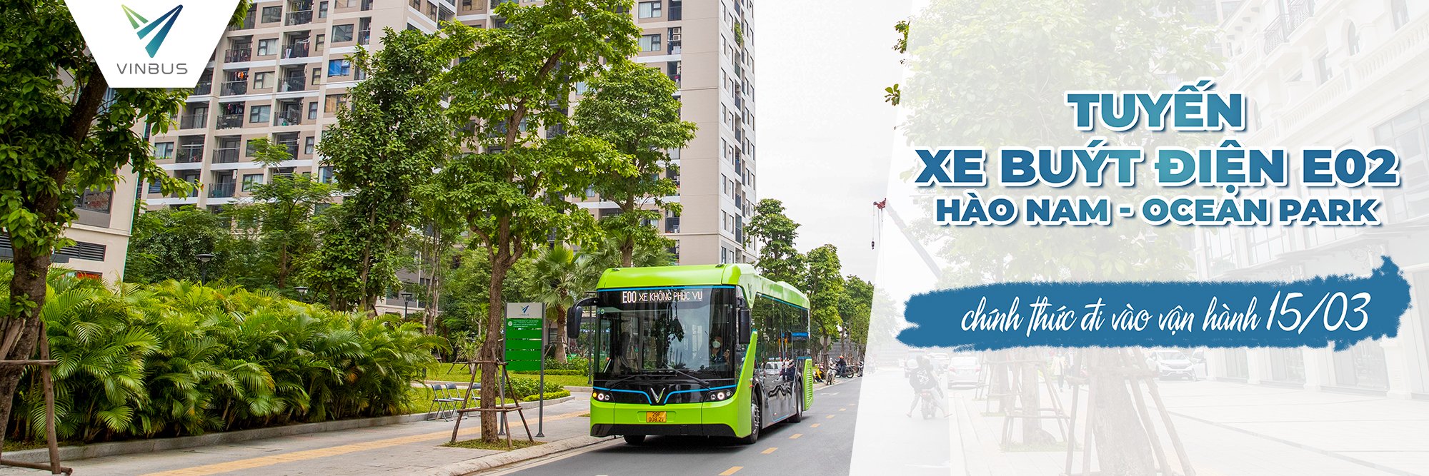 VinBus chính thức vận hành tuyến xe buýt điện E02 Hào Nam – KĐT Ocean Park